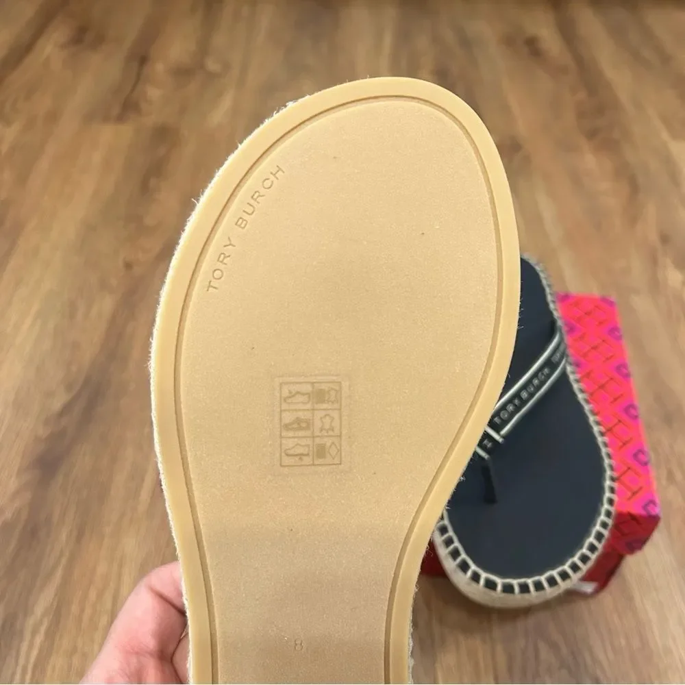 TORY BURCH TB Tory ribbon thong espadrille sandals shoes women’s 8.5 new